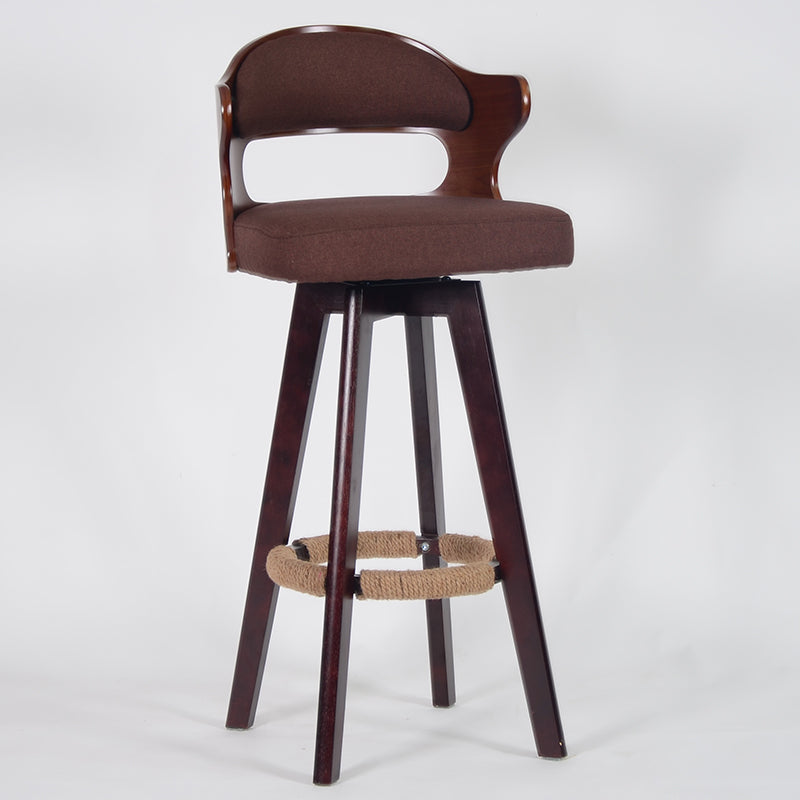 Nordischer Holz Low Rücken Barstool Schwenkerner hoher Hocker mit Polster