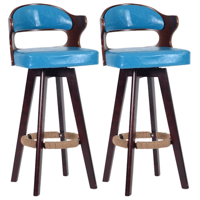 Nordischer Holz Low Rücken Barstool Schwenkerner hoher Hocker mit Polster