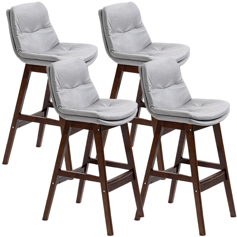 Scandinavian Wood Upholstered Counter Stools Low Back Bar Stools with Footrest