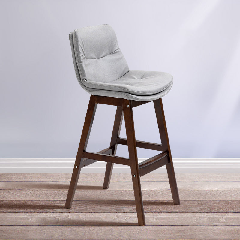 Scandinavian Wood Upholstered Counter Stools Low Back Bar Stools with Footrest