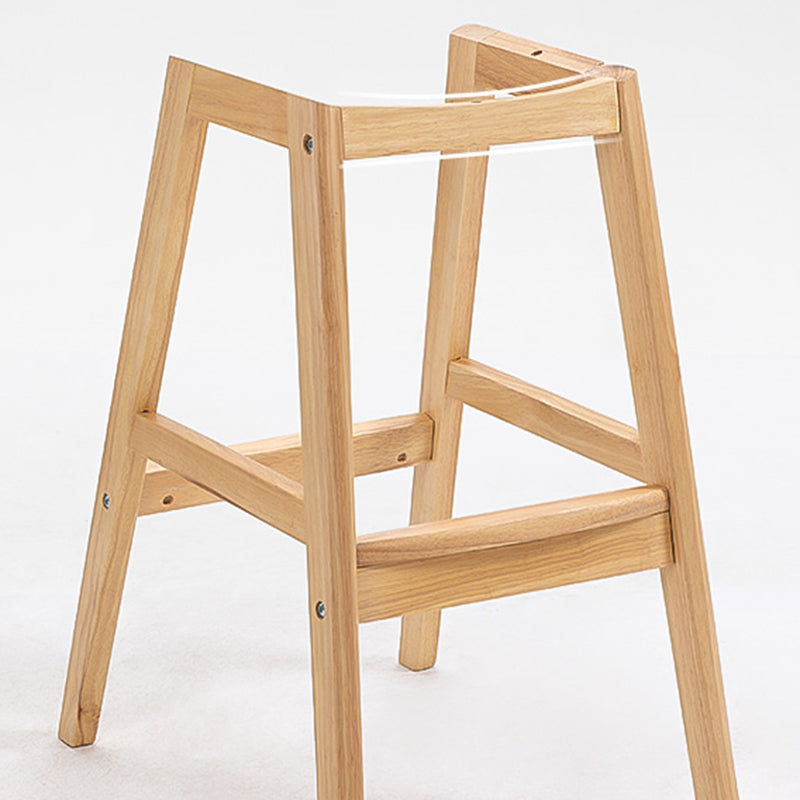 Scandinavian Wood Upholstered Counter Stools Low Back Bar Stools with Footrest