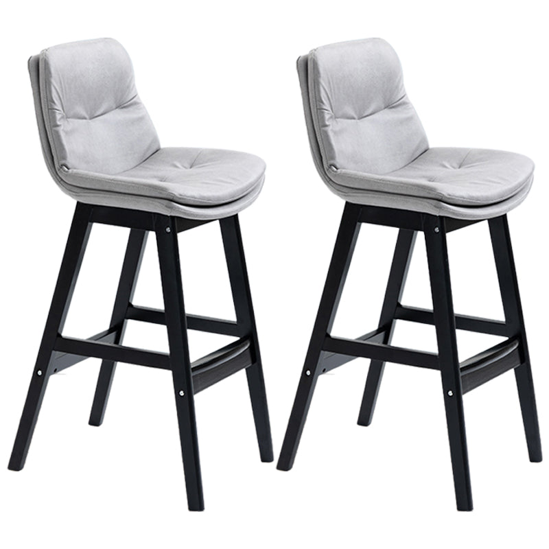 Scandinavian Wood Upholstered Counter Stools Low Back Bar Stools with Footrest