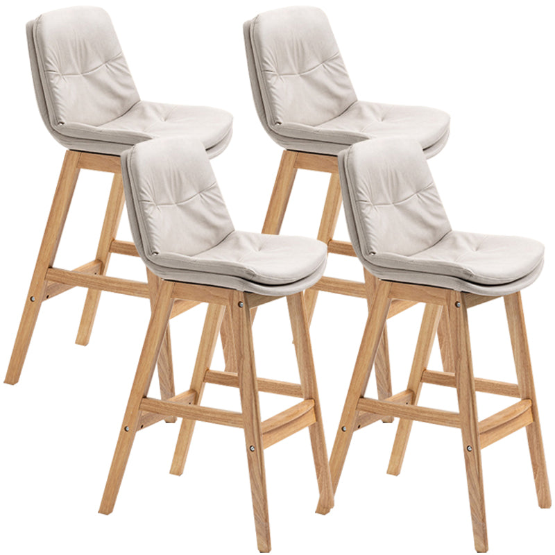 Scandinavian Wood Upholstered Counter Stools Low Back Bar Stools with Footrest