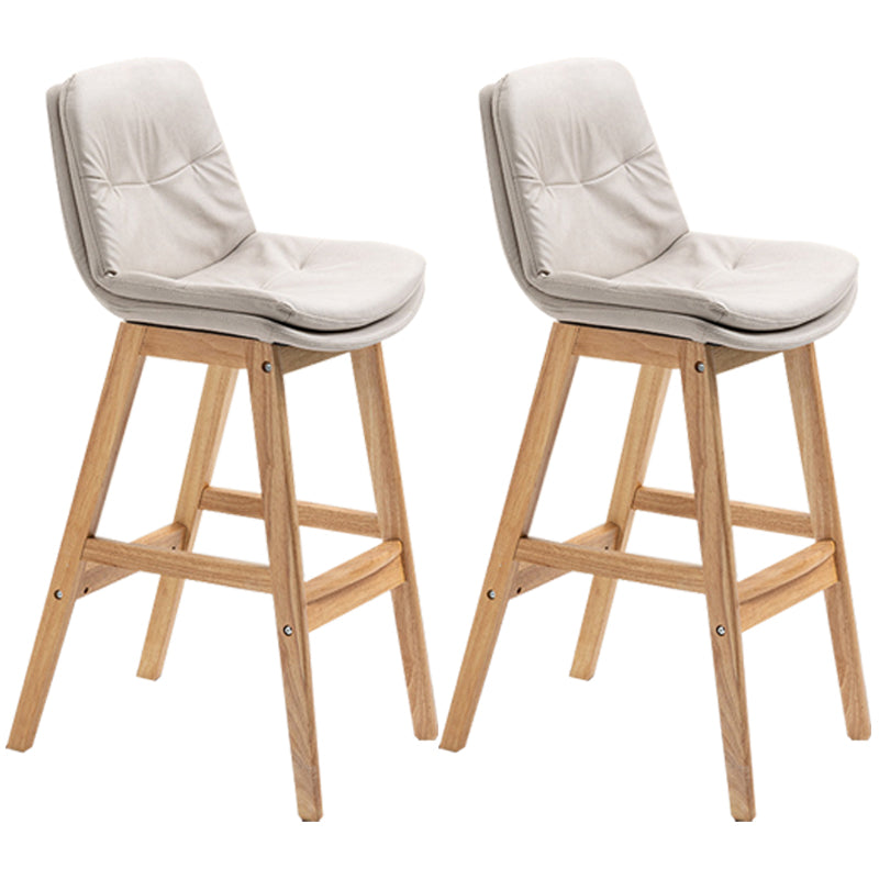 Scandinavian Wood Upholstered Counter Stools Low Back Bar Stools with Footrest