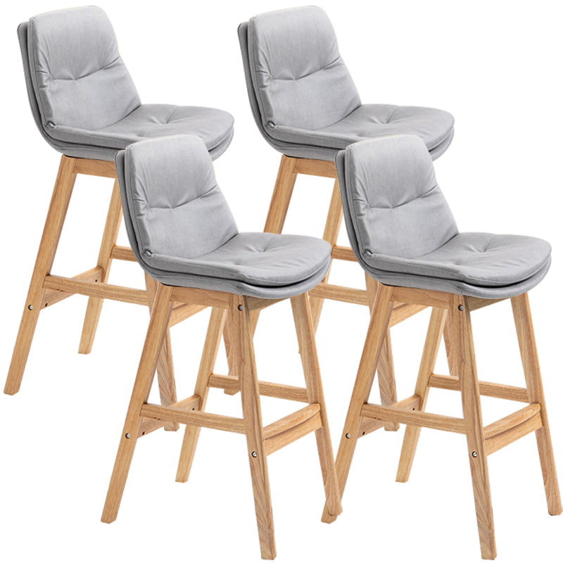Scandinavian Wood Upholstered Counter Stools Low Back Bar Stools with Footrest