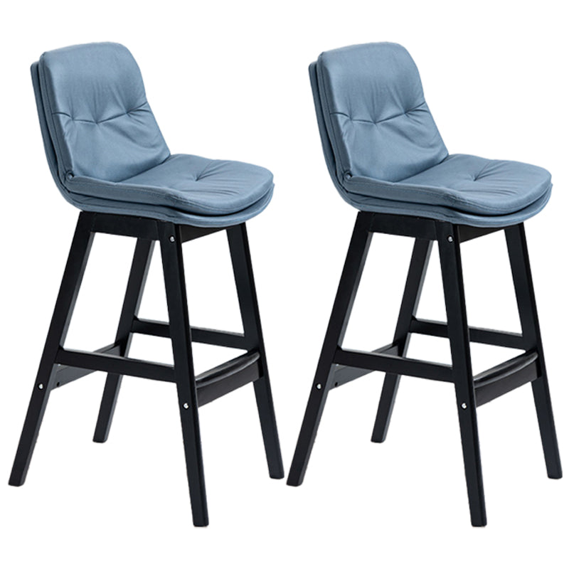 Scandinavian Wood Upholstered Counter Stools Low Back Bar Stools with Footrest