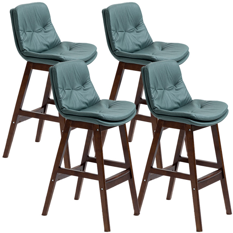 Scandinavian Wood Upholstered Counter Stools Low Back Bar Stools with Footrest