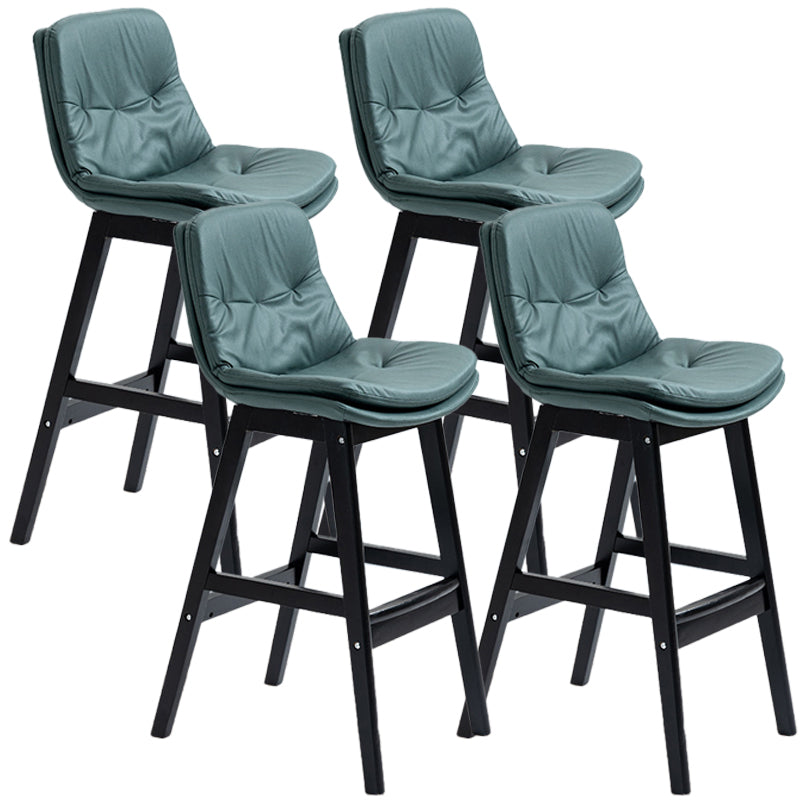 Scandinavian Wood Upholstered Counter Stools Low Back Bar Stools with Footrest