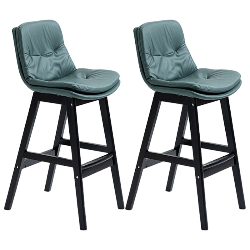Scandinavian Wood Upholstered Counter Stools Low Back Bar Stools with Footrest