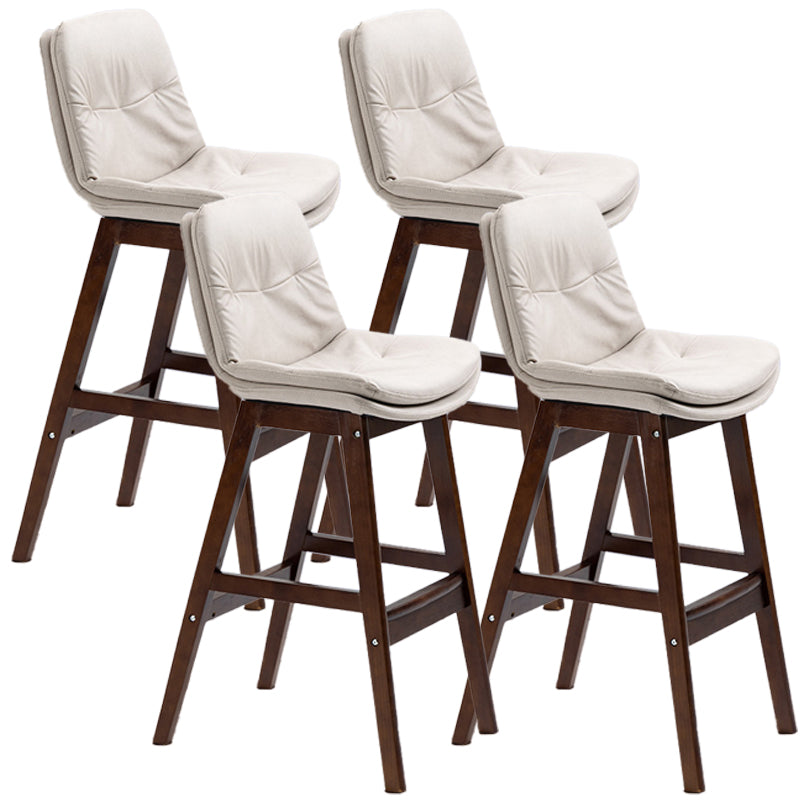 Scandinavian Wood Upholstered Counter Stools Low Back Bar Stools with Footrest