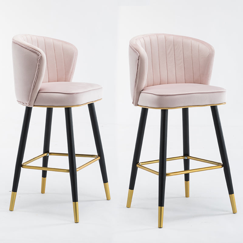 Scandinavian Iron Upholstered Counter Stools Black Low Back Bar Stools with Footrest