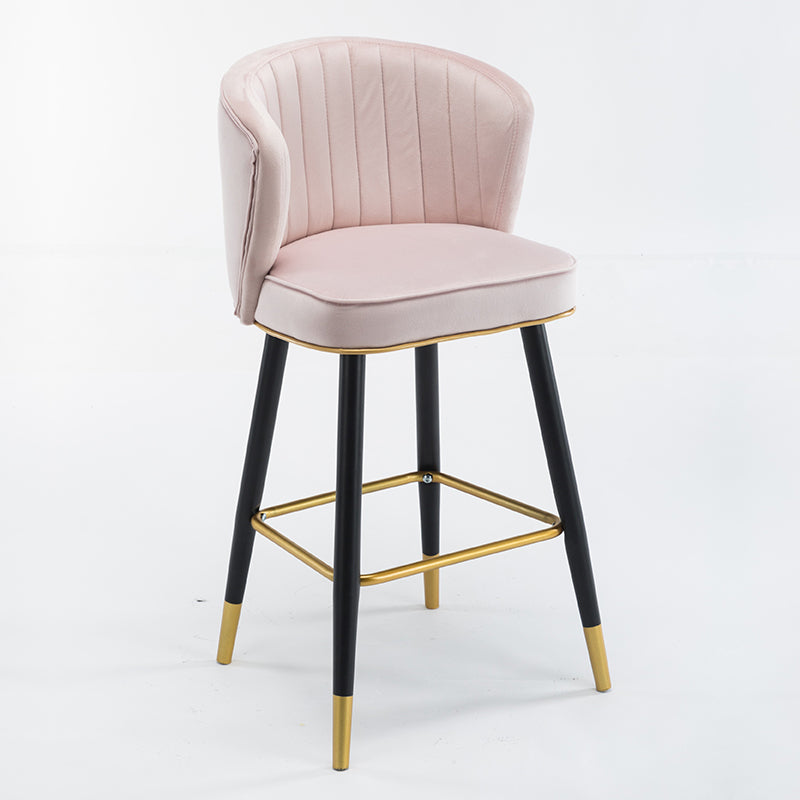 Scandinavian Iron Upholstered Counter Stools Black Low Back Bar Stools with Footrest