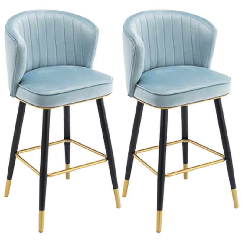 Scandinavian Iron Upholstered Counter Stools Black Low Back Bar Stools with Footrest