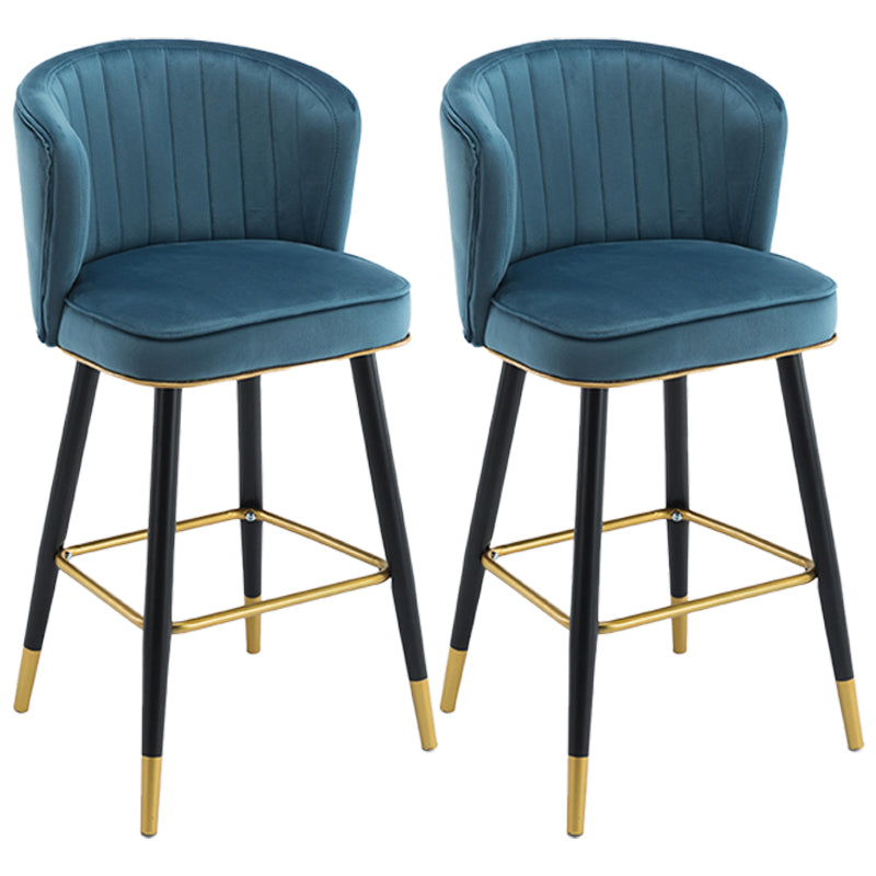 Scandinavian Iron Upholstered Counter Stools Black Low Back Bar Stools with Footrest