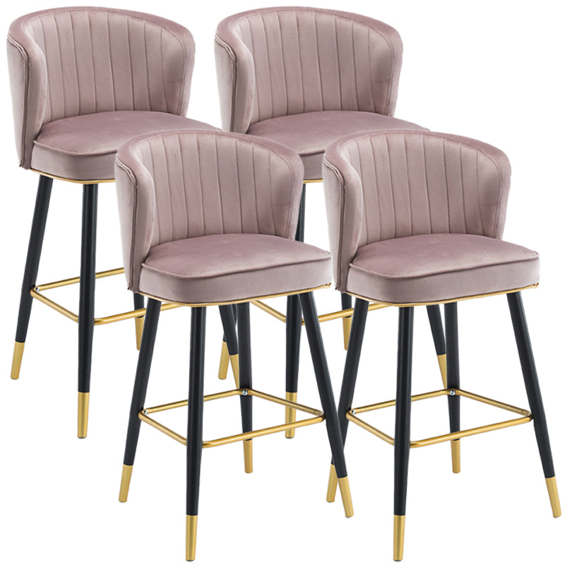 Scandinavian Iron Upholstered Counter Stools Black Low Back Bar Stools with Footrest