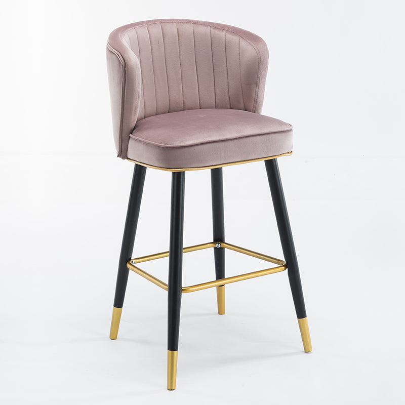 Scandinavian Iron Upholstered Counter Stools Black Low Back Bar Stools with Footrest