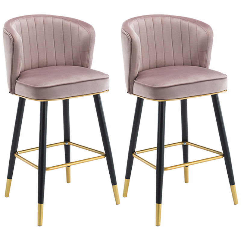 Scandinavian Iron Upholstered Counter Stools Black Low Back Bar Stools with Footrest