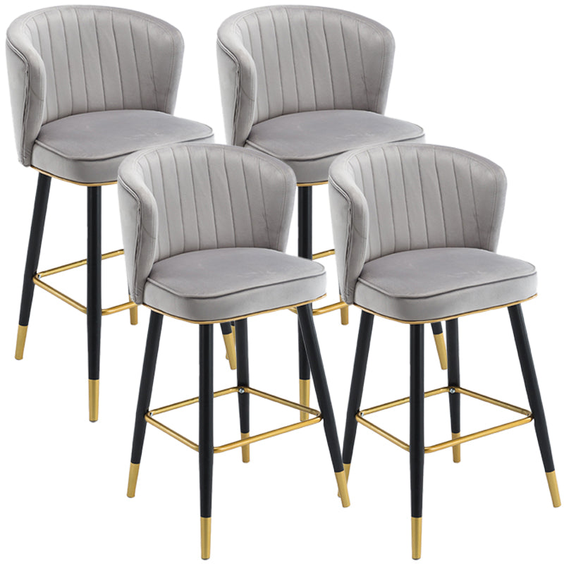 Scandinavian Iron Upholstered Counter Stools Black Low Back Bar Stools with Footrest