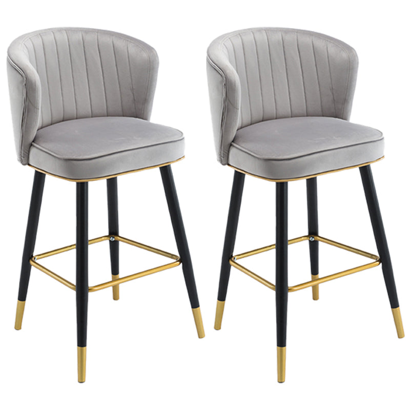 Scandinavian Iron Upholstered Counter Stools Black Low Back Bar Stools with Footrest