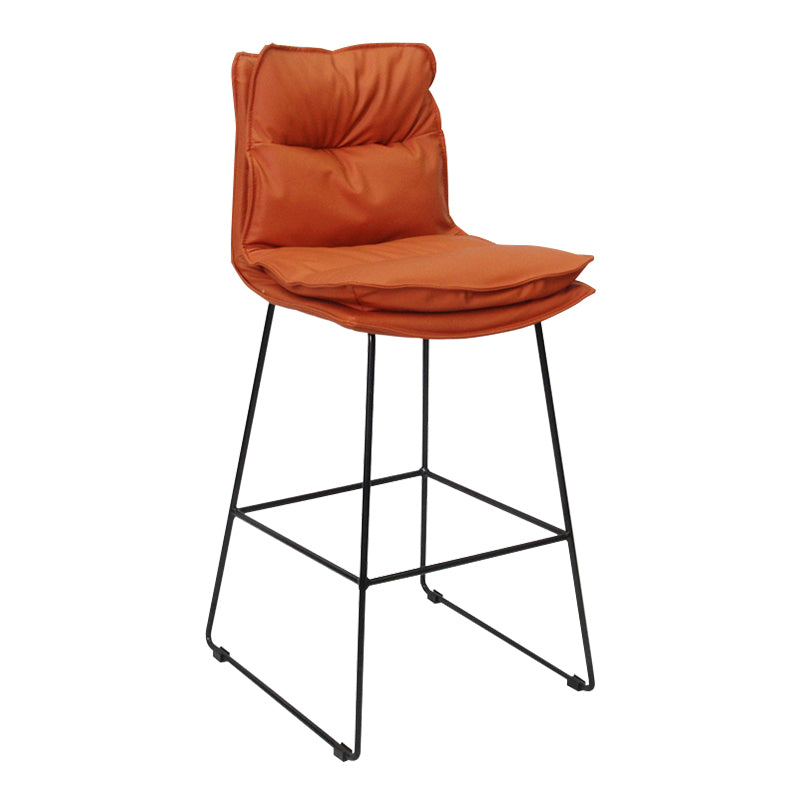 Moderne Rückenlehne Armless Counterhocker Steel Café Barhocker mit Lederkissen