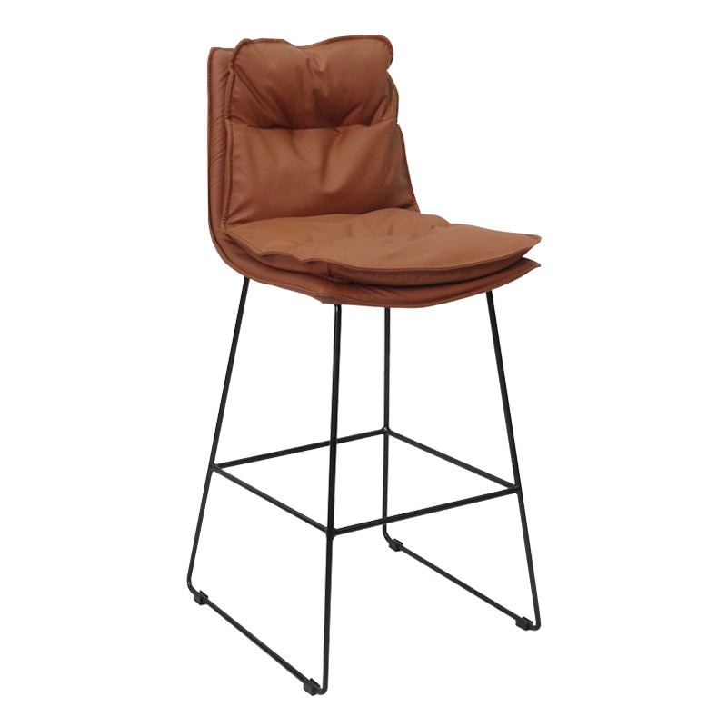 Moderne Rückenlehne Armless Counterhocker Steel Café Barhocker mit Lederkissen