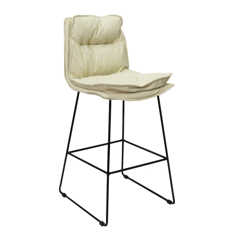 Moderne Rückenlehne Armless Counterhocker Steel Café Barhocker mit Lederkissen