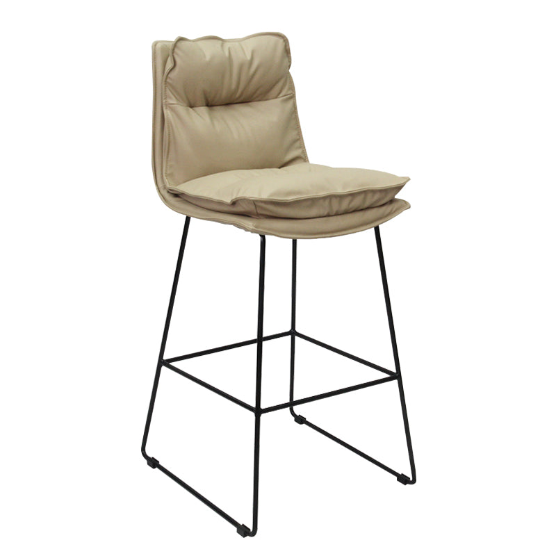 Moderne Rückenlehne Armless Counterhocker Steel Café Barhocker mit Lederkissen