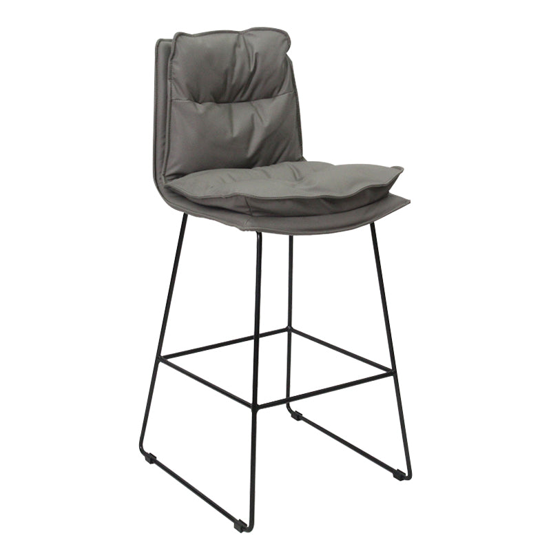 Moderne Rückenlehne Armless Counterhocker Steel Café Barhocker mit Lederkissen