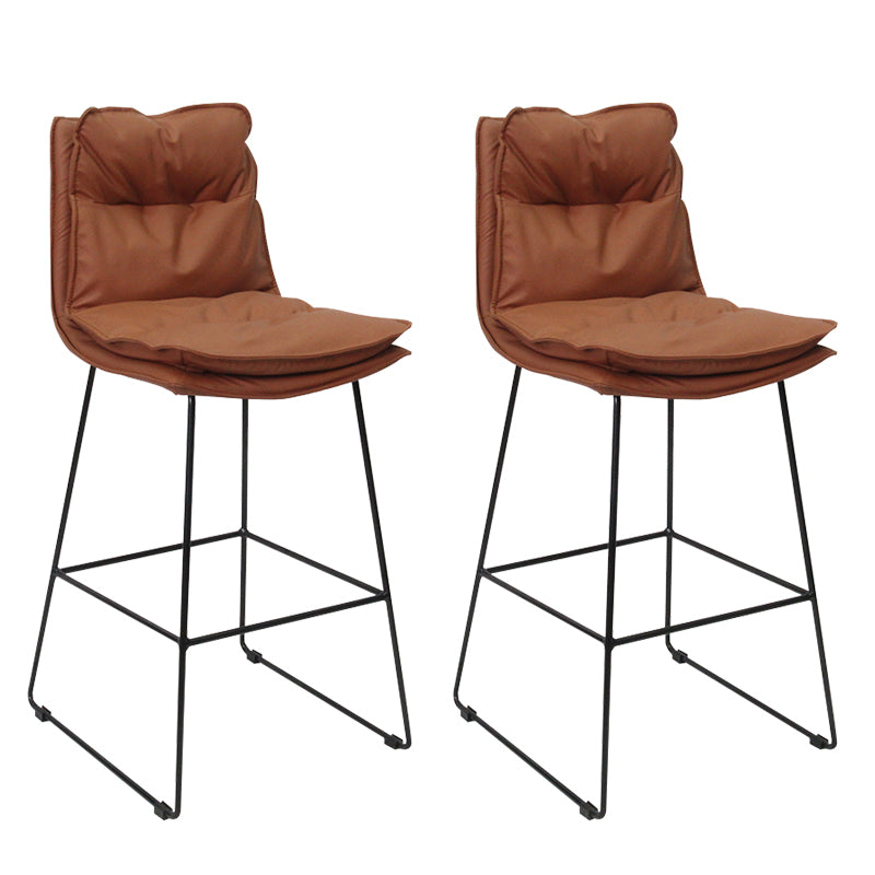 Moderne Rückenlehne Armless Counterhocker Steel Café Barhocker mit Lederkissen