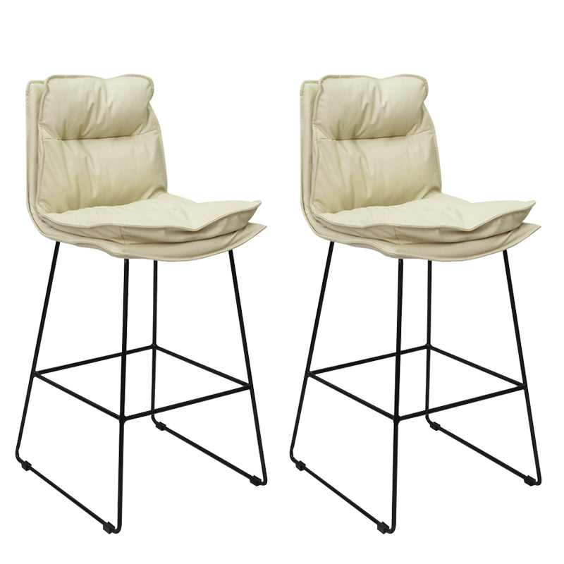 Moderne Rückenlehne Armless Counterhocker Steel Café Barhocker mit Lederkissen