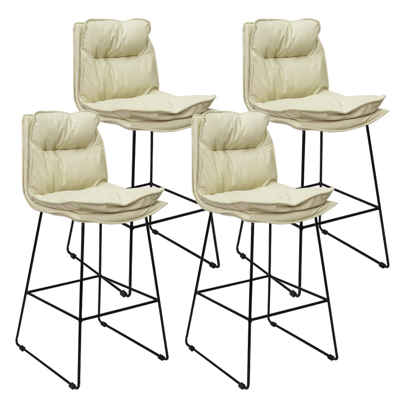 Moderne Rückenlehne Armless Counterhocker Steel Café Barhocker mit Lederkissen
