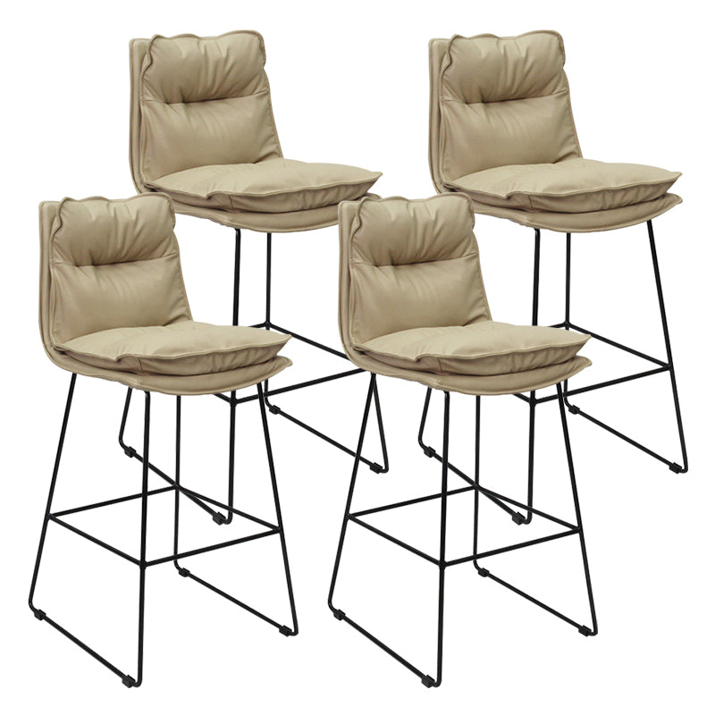Moderne Rückenlehne Armless Counterhocker Steel Café Barhocker mit Lederkissen