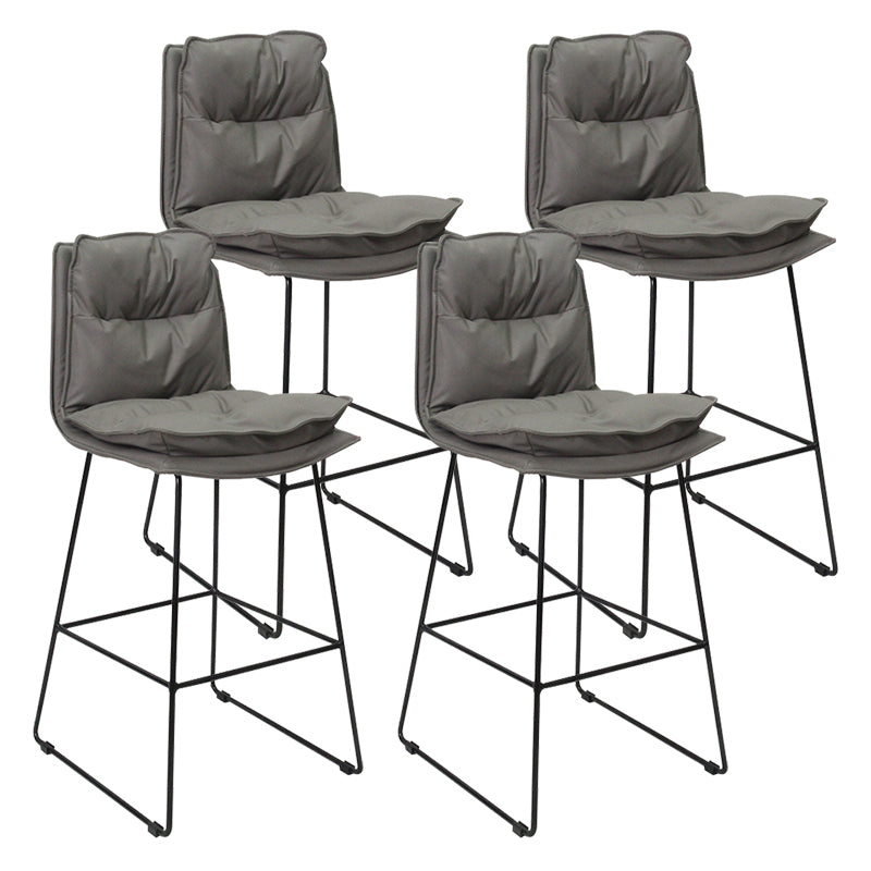 Moderne Rückenlehne Armless Counterhocker Steel Café Barhocker mit Lederkissen
