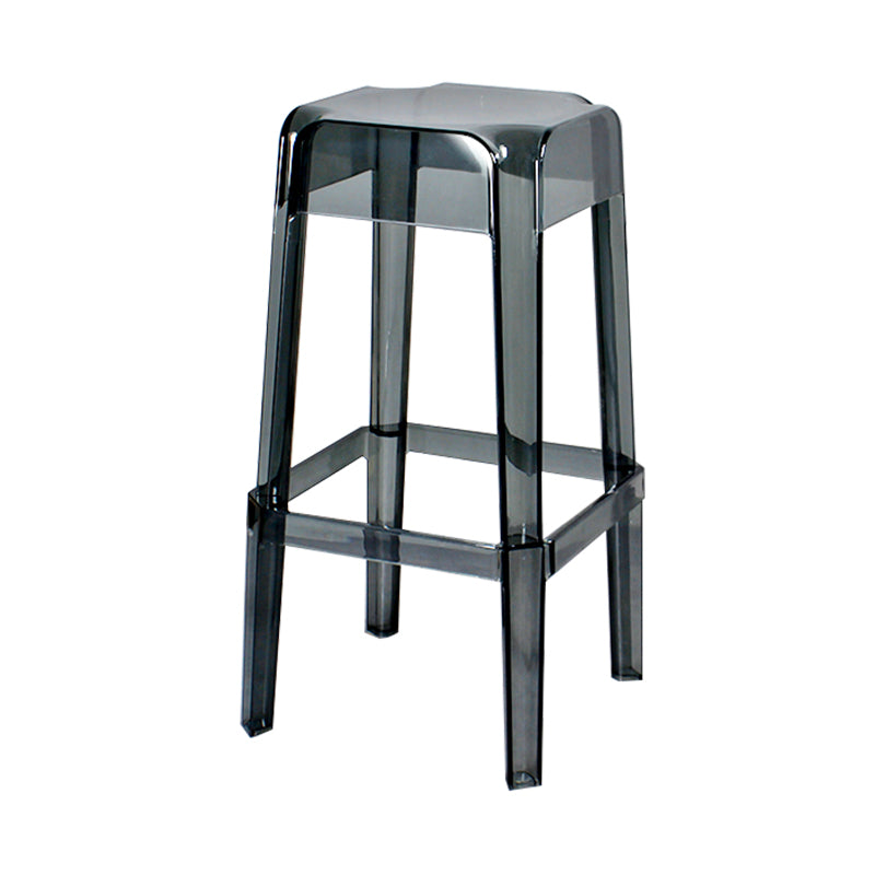Taburete de bar apilable de plástico nórdico, taburete alto para interiores simples con asiento cuadrado