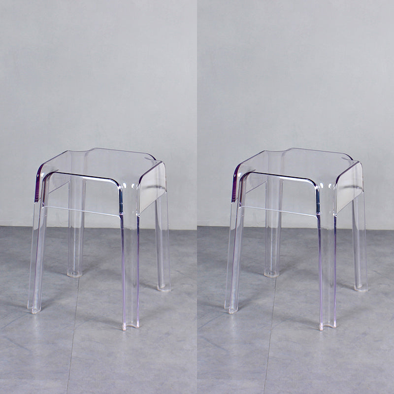 Taburete de bar apilable de plástico nórdico, taburete alto para interiores simples con asiento cuadrado