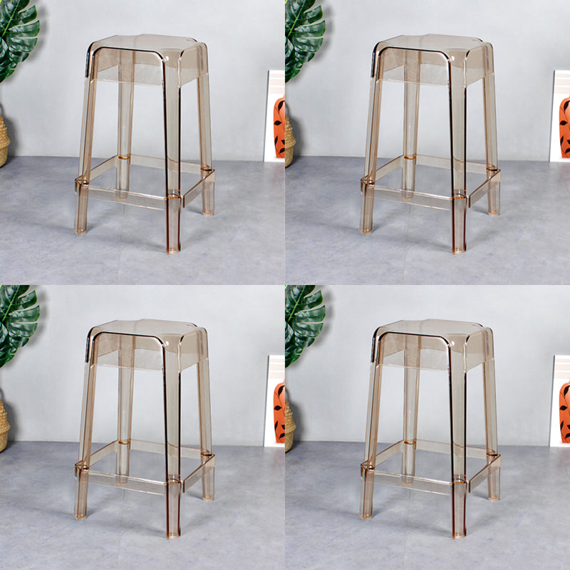 Taburete de bar apilable de plástico nórdico, taburete alto para interiores simples con asiento cuadrado