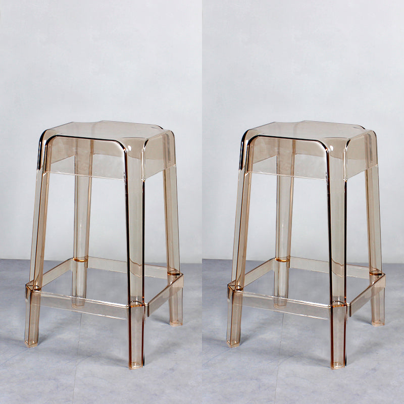 Taburete de bar apilable de plástico nórdico, taburete alto para interiores simples con asiento cuadrado