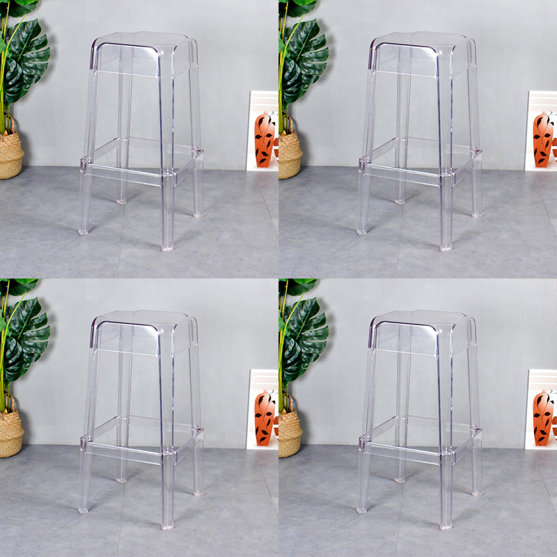 Taburete de bar apilable de plástico nórdico, taburete alto para interiores simples con asiento cuadrado