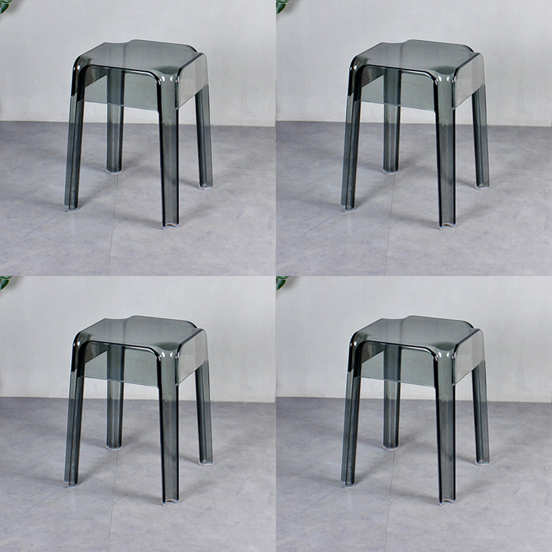 Taburete de bar apilable de plástico nórdico, taburete alto para interiores simples con asiento cuadrado