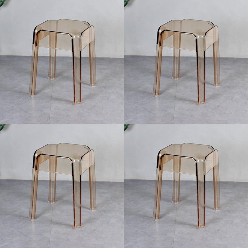 Taburete de bar apilable de plástico nórdico, taburete alto para interiores simples con asiento cuadrado