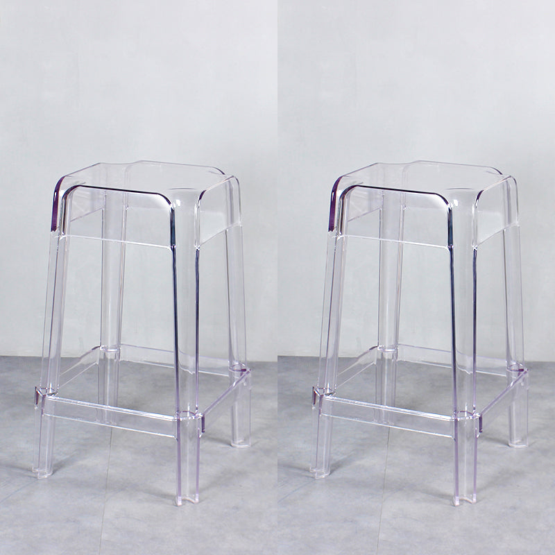Taburete de bar apilable de plástico nórdico, taburete alto para interiores simples con asiento cuadrado