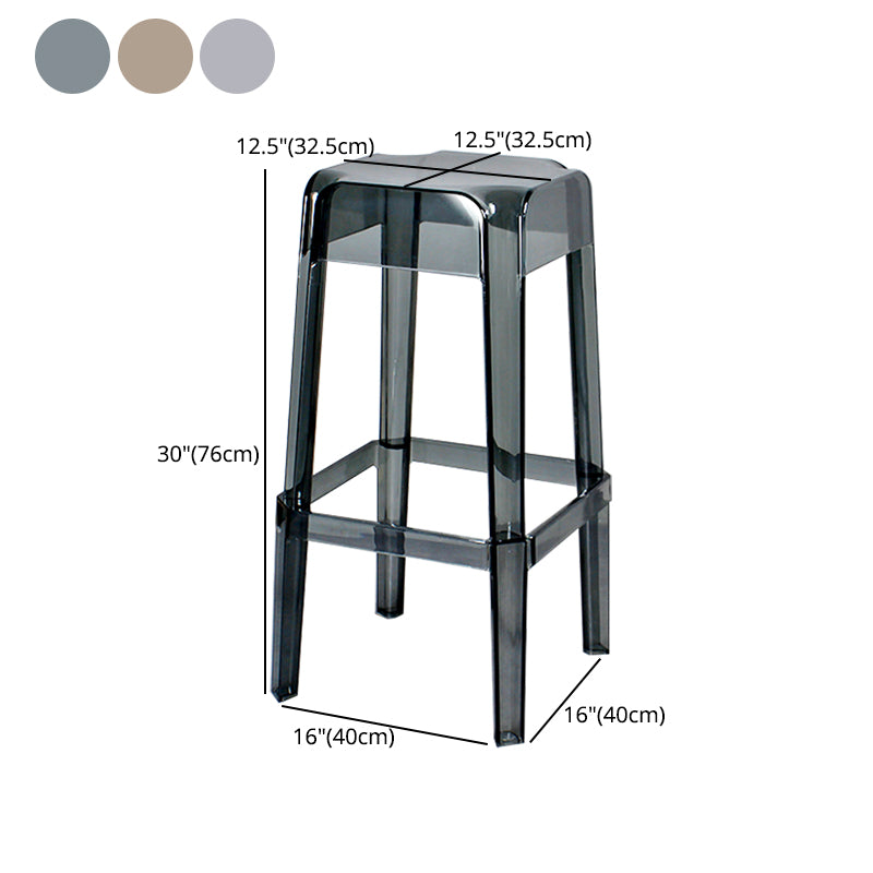 Taburete de bar apilable de plástico nórdico, taburete alto para interiores simples con asiento cuadrado