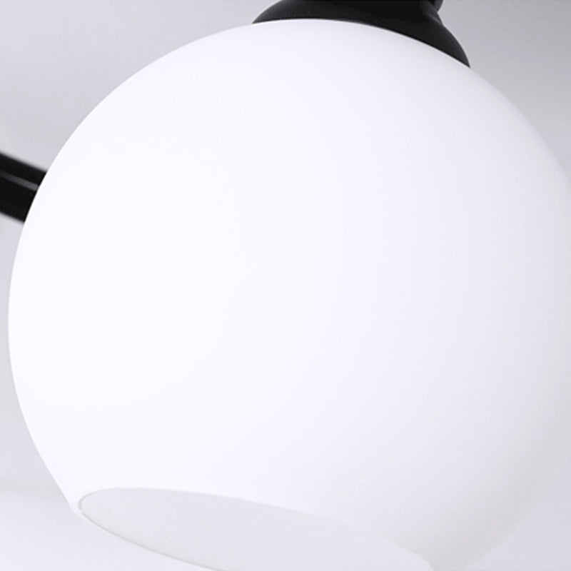 Glass Black Semi Flush Mount in Modern Style Iron Geometric Ceiling Light for Living Room