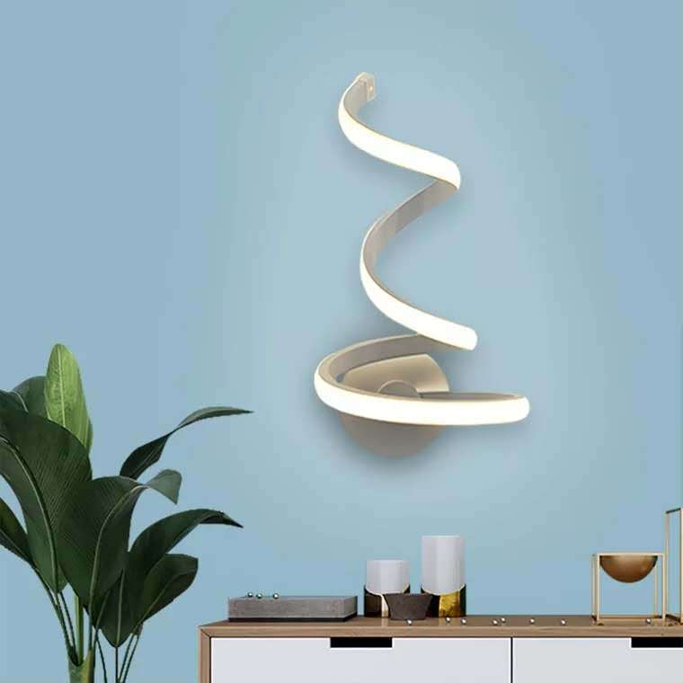 Lámpara de pared espiral de estilo moderno 1 accesorios de iluminación de pared de luz en acabado blanco