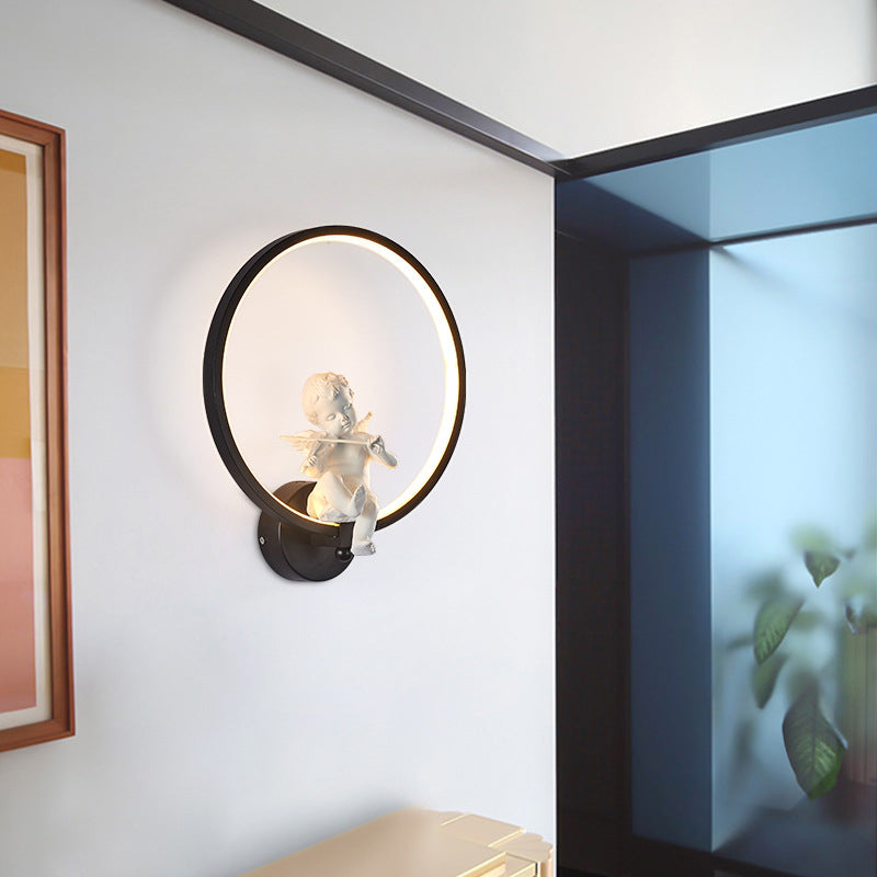 Moderne Stil runde Wandmontage Lampe Metall 1 Lichtwandbeleuchtung für Wohnzimmer