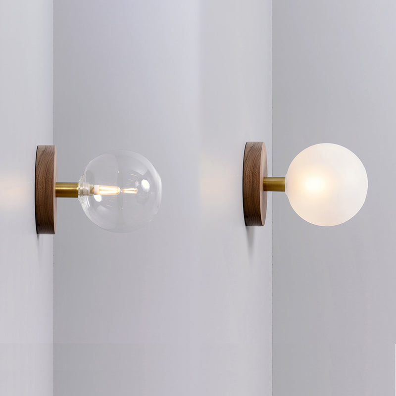 Lámparas de pared de globo de estilo moderno madera 1 accesorios de iluminación de pared de luz