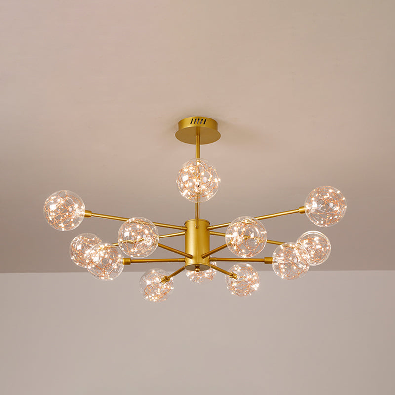 Luce a sospensione a sospensione globale con soffitto in vetro trasparente contemporaneo