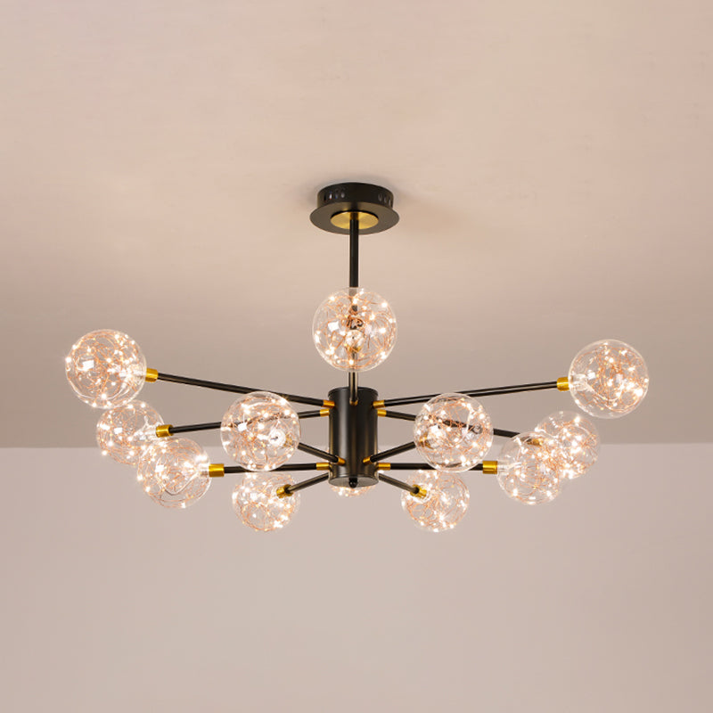 Luce a sospensione a sospensione globale con soffitto in vetro trasparente contemporaneo