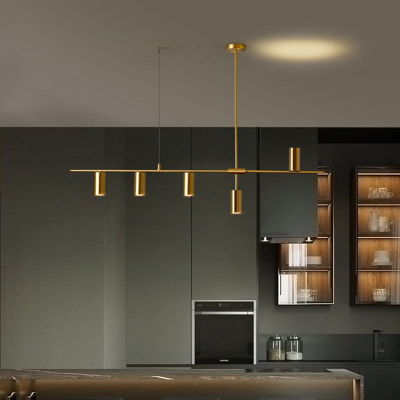Cylinder Island Pendant Lights Contemporary Kitchen Island Lighting with Metal Shade