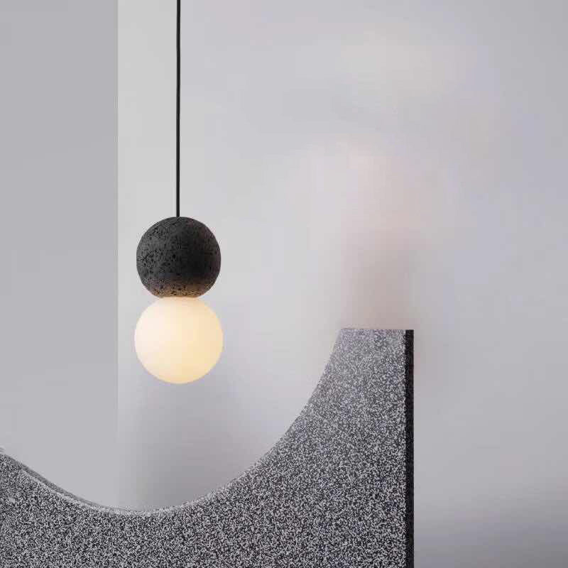 Cement Modern Nordic Pendant Light 1-Light Grey Hanging Ceiling Light for Bar